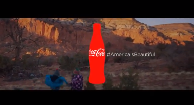 Screen shot from the "America is Beautiful" Coca-Cola 2014 Super Bowl commercial.